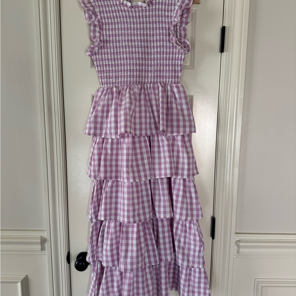 Gingham tiered midi dress - Picture 2 of 3